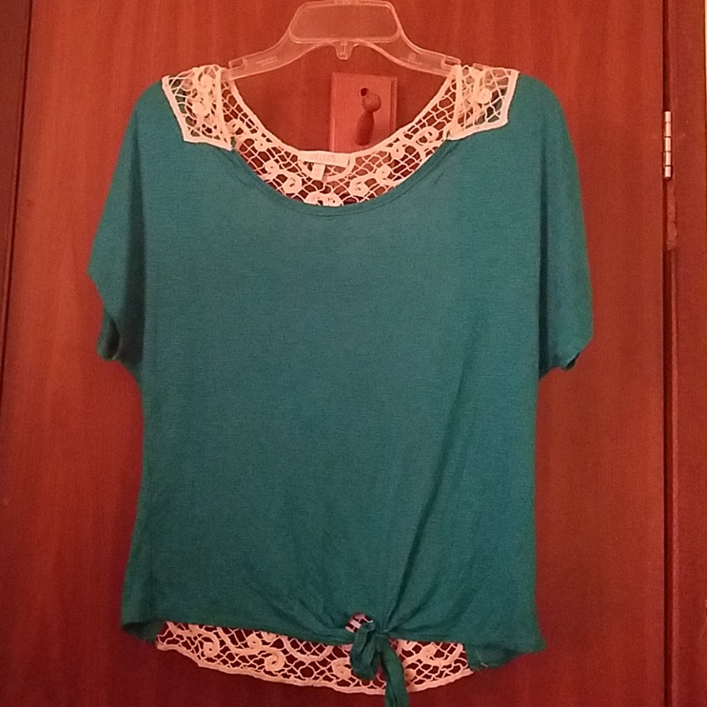 Blue top with lace back